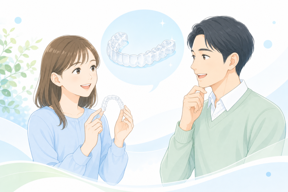 マウスピース矯正中のしゃべりにくさに不安を感じる人のイメージ