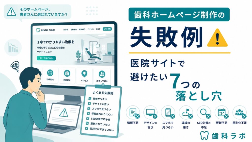 歯科ホームページ制作の失敗例｜医院サイトで避けたい7つの落とし穴