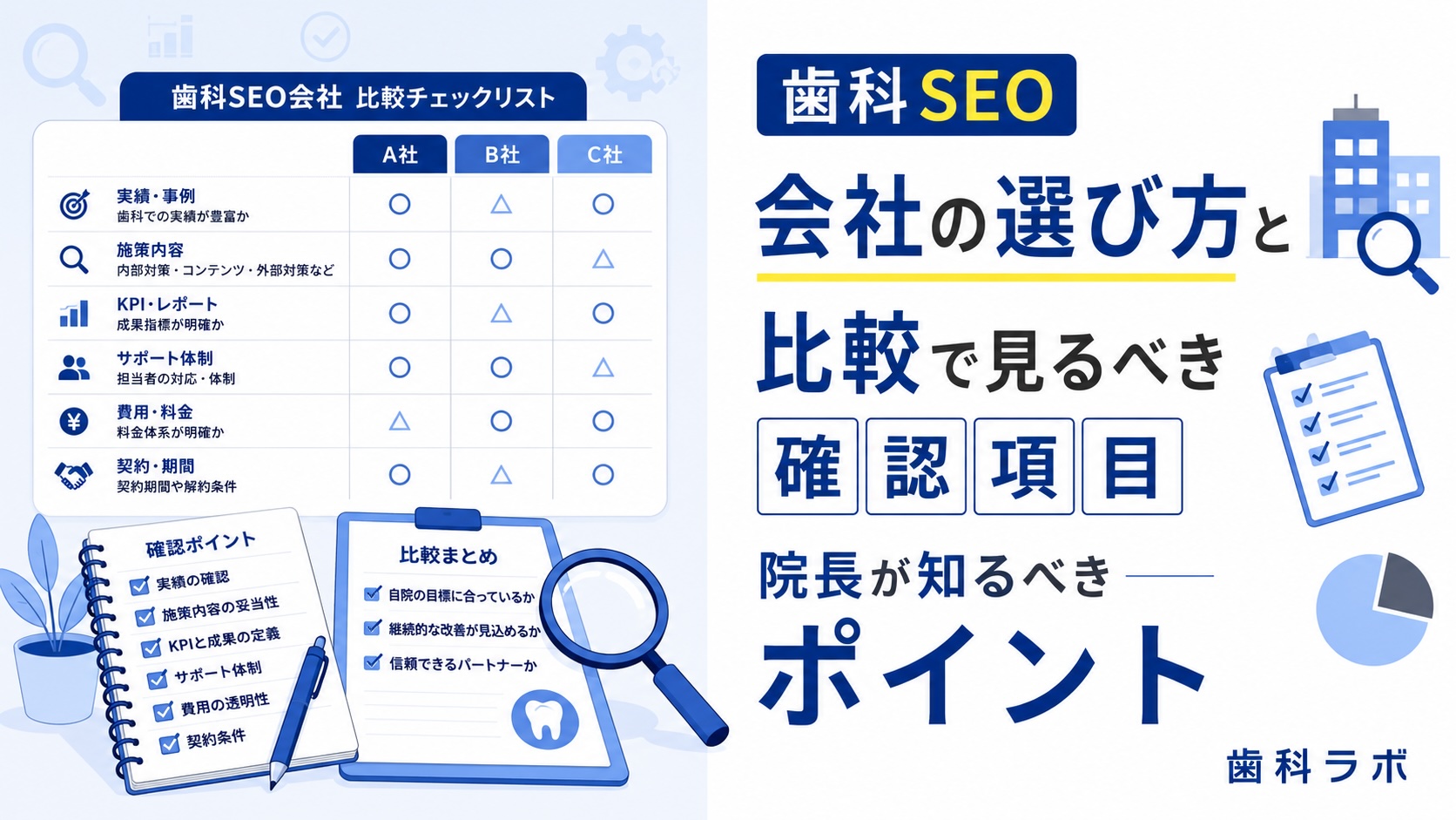 歯科SEO会社の選び方と比較で見るべき確認項目｜院長が知るべきポイント