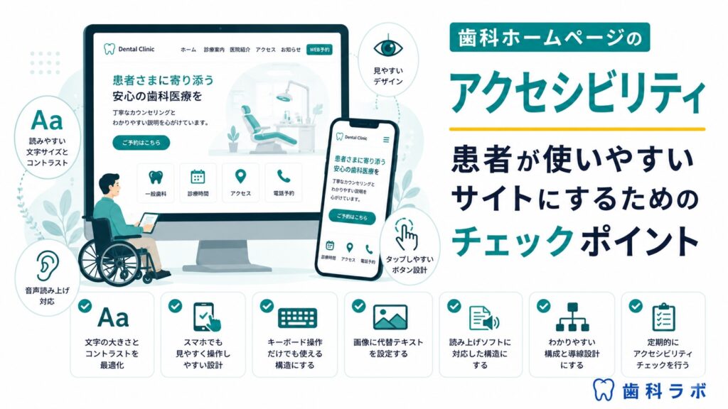 歯科ホームページのアクセシビリティ｜患者が使いやすいサイトにするためのチェックポイント