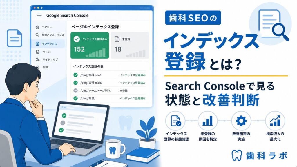 歯科SEOのインデックス登録とは？Search Consoleで見る状態と改善判断