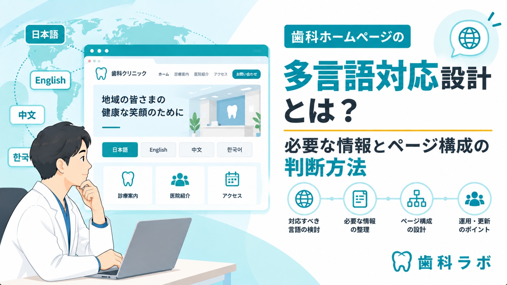 歯科ホームページの多言語対応設計とは？必要な情報とページ構成の判断方法