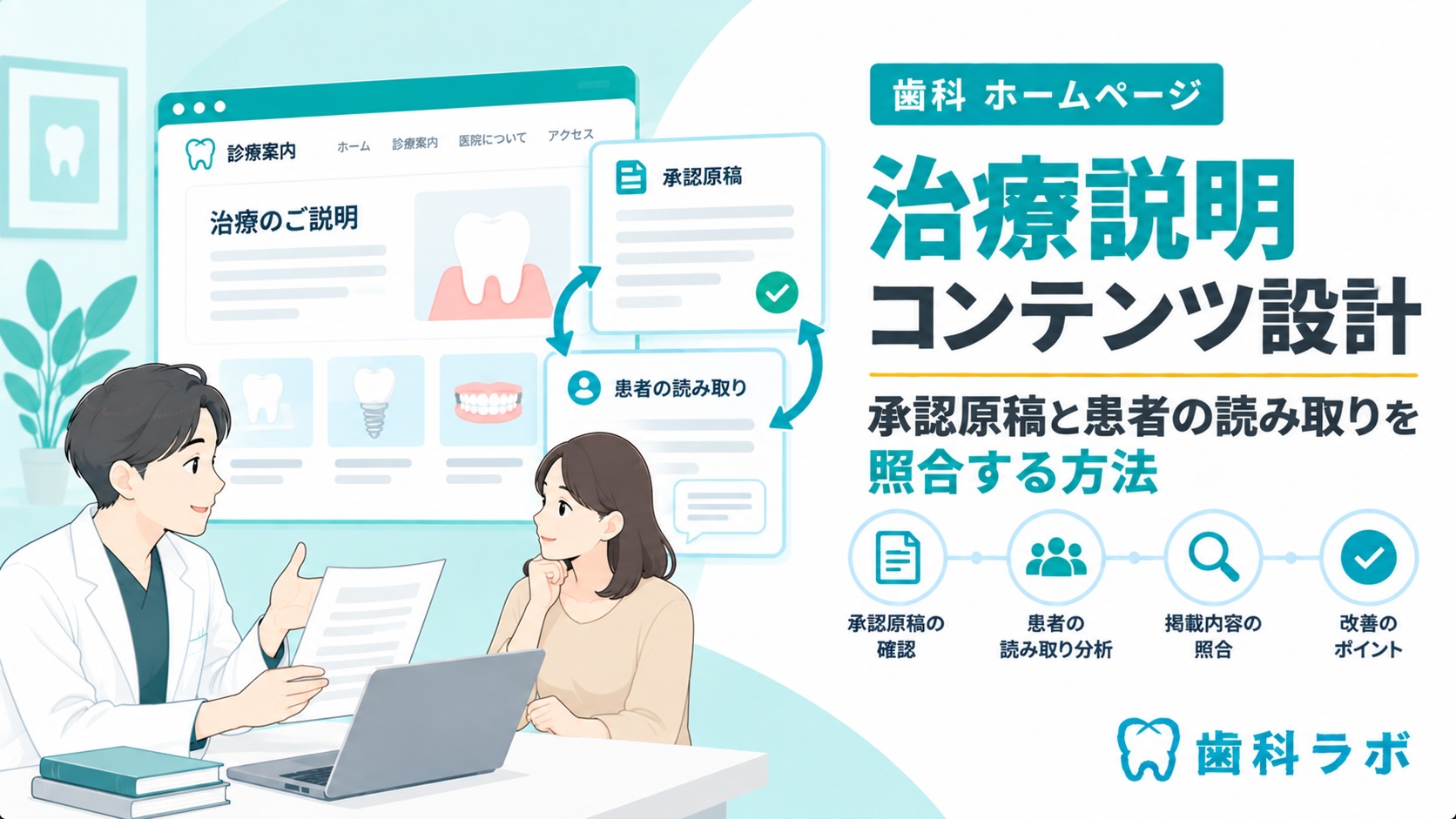歯科 ホームページ 治療説明 コンテンツ設計｜承認原稿と患者の読み取りを照合する